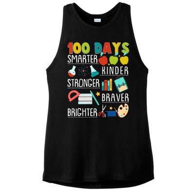 100 Days Smarter Kinder Stronger Braver Brighter 100 Days Of School Ladies PosiCharge Tri-Blend Wicking Tank