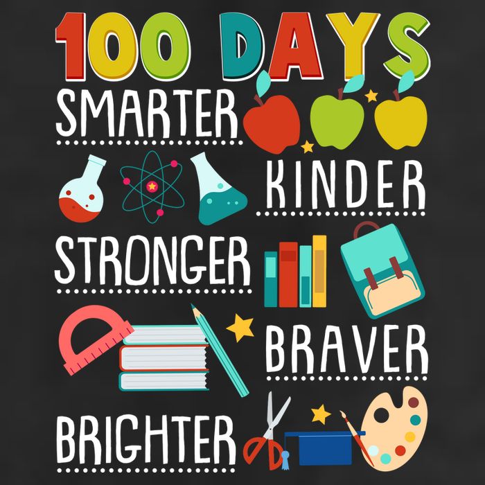 100 Days Smarter Kinder Stronger Braver Brighter 100 Days Of School 7 Panel Mesh Trucker Snapback Hat