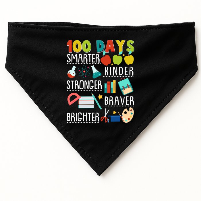 100 Days Smarter Kinder Stronger Braver Brighter 100 Days Of School USA-Made Doggie Bandana