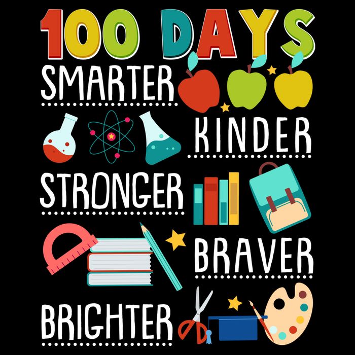 100 Days Smarter Kinder Stronger Braver Brighter 100 Days Of School USA-Made Doggie Bandana