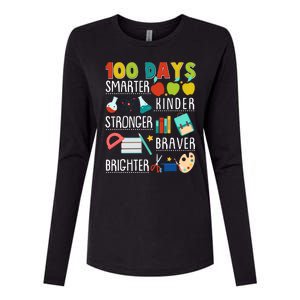 100 Days Smarter Kinder Stronger Braver Brighter 100 Days Of School Womens Cotton Relaxed Long Sleeve T-Shirt