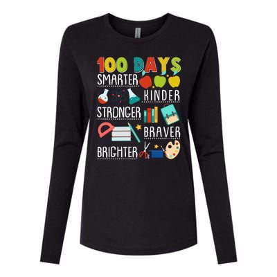 100 Days Smarter Kinder Stronger Braver Brighter 100 Days Of School Womens Cotton Relaxed Long Sleeve T-Shirt