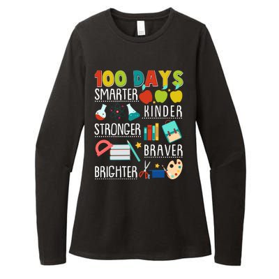 100 Days Smarter Kinder Stronger Braver Brighter 100 Days Of School Womens CVC Long Sleeve Shirt