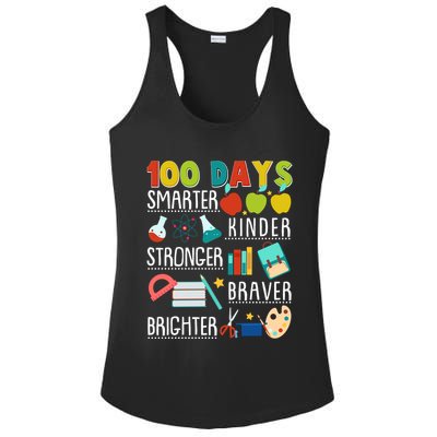 100 Days Smarter Kinder Stronger Braver Brighter 100 Days Of School Ladies PosiCharge Competitor Racerback Tank