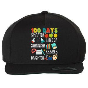 100 Days Smarter Kinder Stronger Braver Brighter 100 Days Of School Wool Snapback Cap