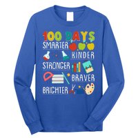 100 Days Smarter Kinder Stronger Braver Brighter 100 Days Of School Long Sleeve Shirt