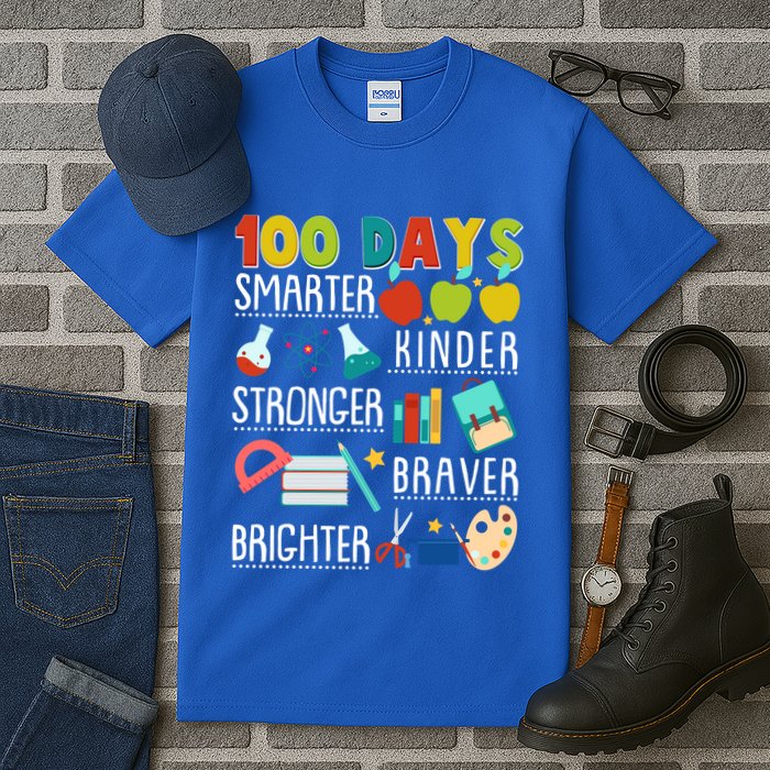 100 Days Smarter Kinder Stronger Braver Brighter 100 Days Of School Tall T-Shirt