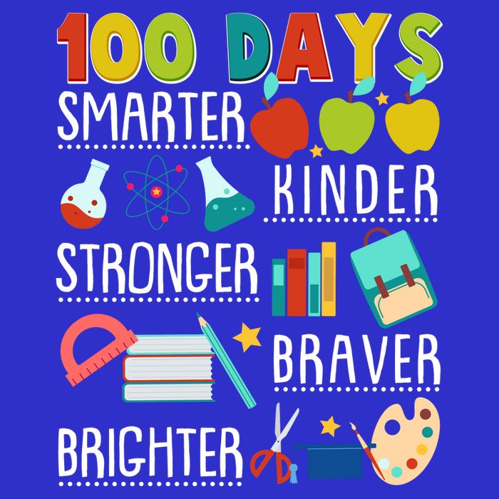 100 Days Smarter Kinder Stronger Braver Brighter 100 Days Of School Tall T-Shirt