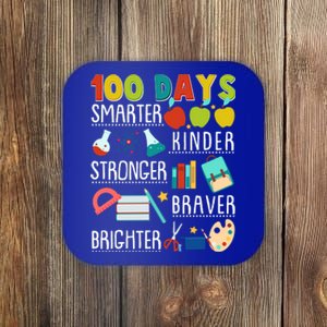 100 Days Smarter Kinder Stronger Braver Brighter 100 Days Of School Coaster