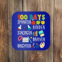 100 Days Smarter Kinder Stronger Braver Brighter 100 Days Of School Coaster