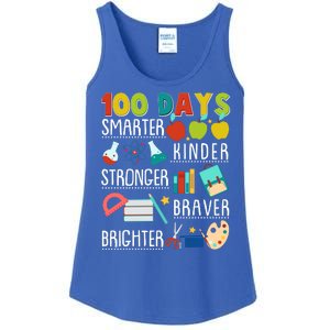 100 Days Smarter Kinder Stronger Braver Brighter 100 Days Of School Ladies Essential Tank