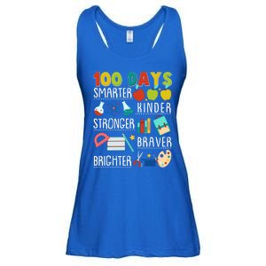 100 Days Smarter Kinder Stronger Braver Brighter 100 Days Of School Ladies Essential Flowy Tank