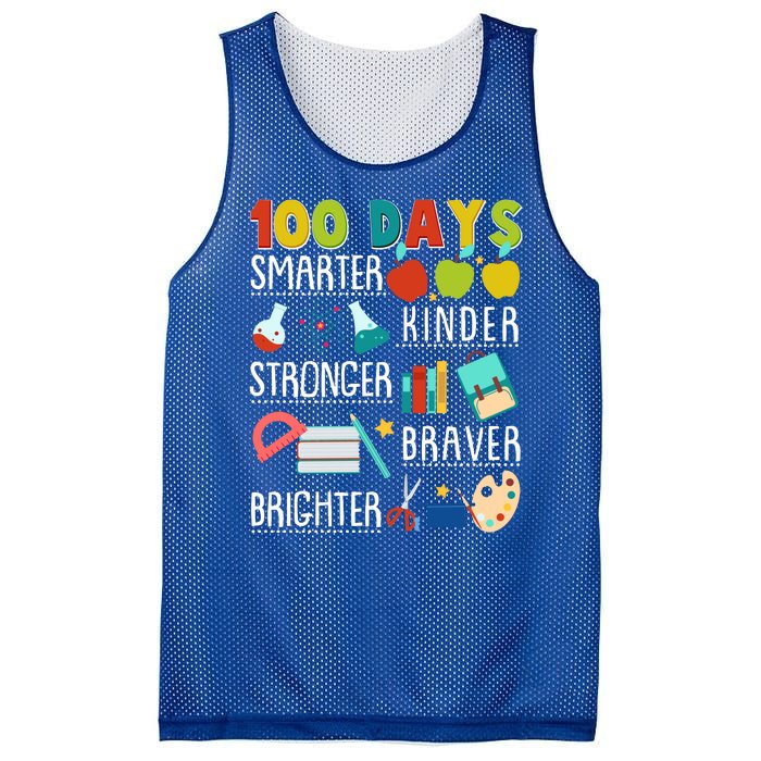 100 Days Smarter Kinder Stronger Braver Brighter 100 Days Of School Mesh Reversible Basketball Jersey Tank