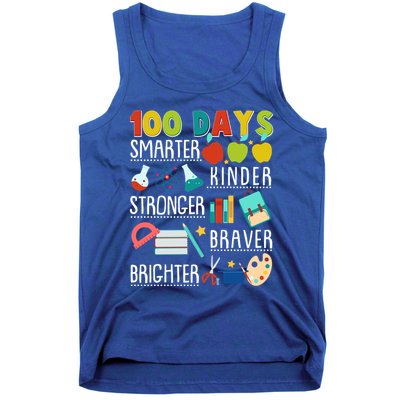 100 Days Smarter Kinder Stronger Braver Brighter 100 Days Of School Tank Top