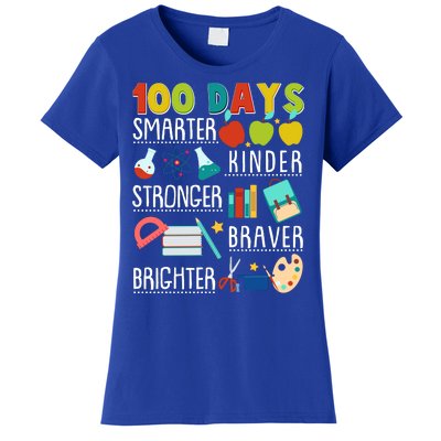 100 Days Smarter Kinder Stronger Braver Brighter 100 Days Of School Women's T-Shirt