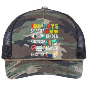 100 Days Smarter Kinder Stronger Braver Brighter 100 Days Of School Retro Rope Trucker Hat Cap