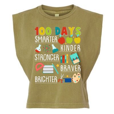 100 Days Smarter Kinder Stronger Braver Brighter 100 Days Of School Garment-Dyed Women's Muscle Tee