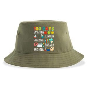 100 Days Smarter Kinder Stronger Braver Brighter 100 Days Of School Sustainable Bucket Hat