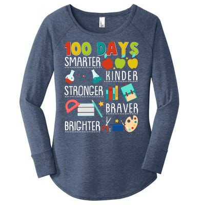 100 Days Smarter Kinder Stronger Braver Brighter 100 Days Of School Women's Perfect Tri Tunic Long Sleeve Shirt