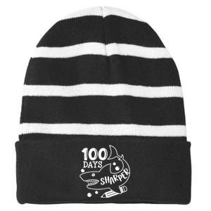 100 Days Sharper Funny Back To School Striped Beanie with Solid Band