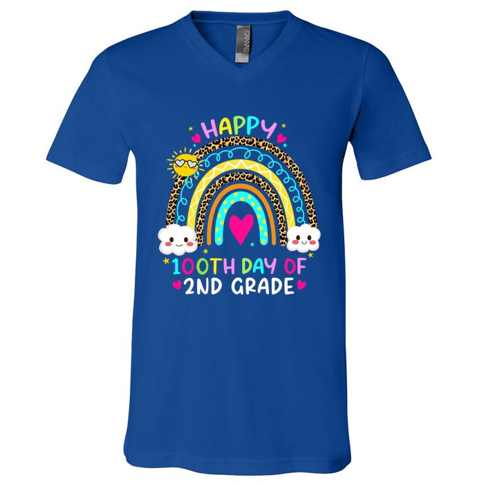 100 Days Smarter Second Grade 100th Day Of School 2nd Grade Cute Gift V-Neck T-Shirt