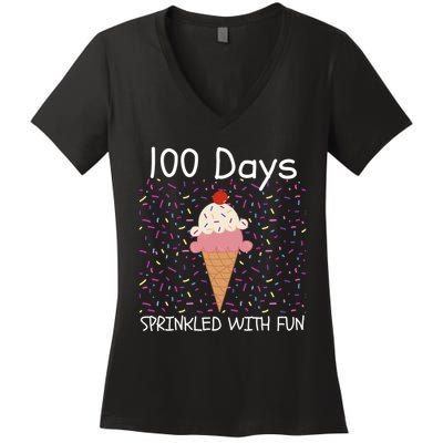 100 Days Sprinkled With Fun 100th Day Of School 100 Days Of School 100 Days Women's V-Neck T-Shirt