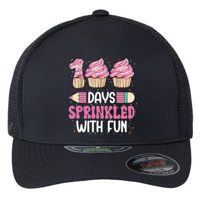 100 Days Sprinkled With Fun Cupcake 100th Day Of School Flexfit Unipanel Trucker Cap