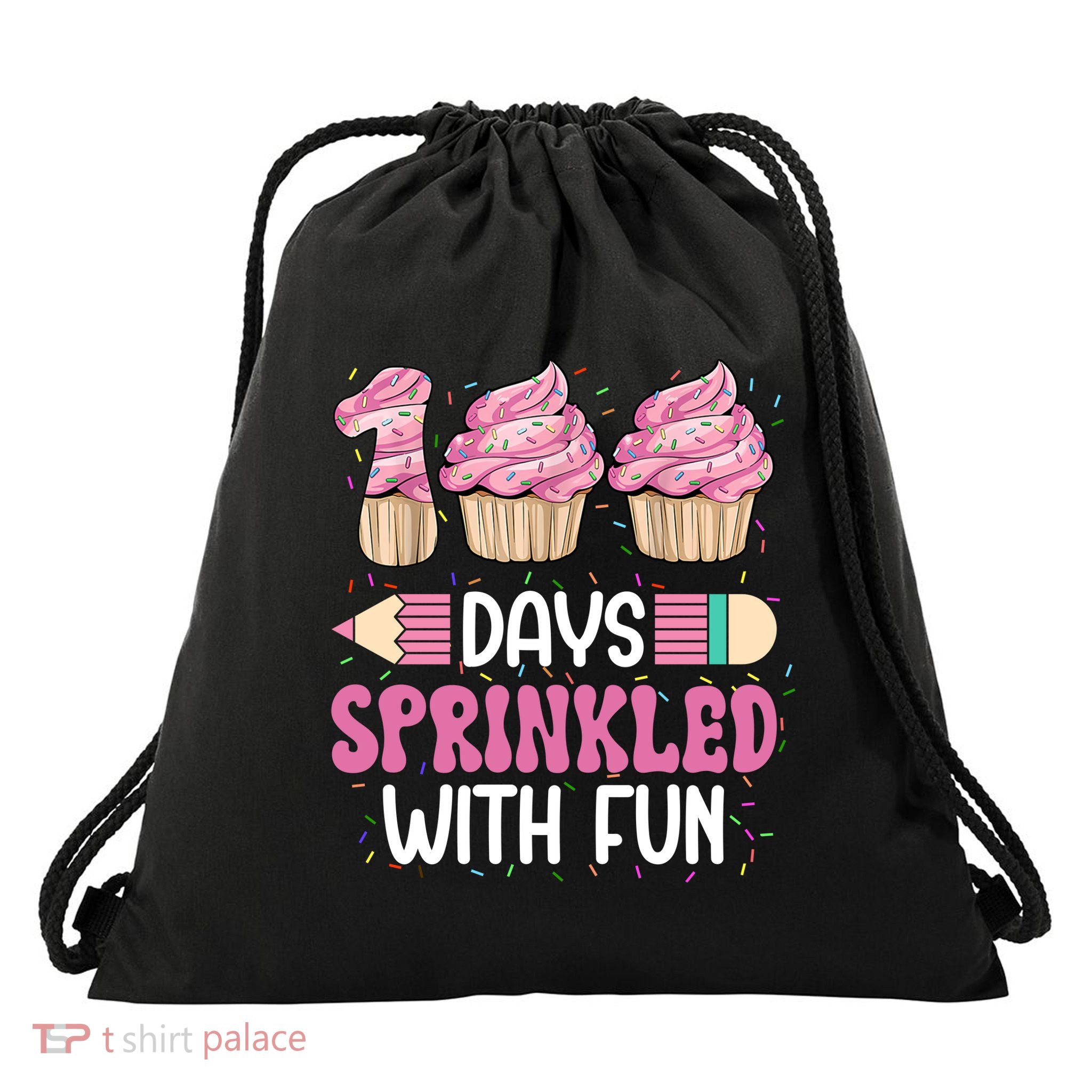 100 Days Sprinkled With Fun Cupcake 100th Day Of School Drawstring Bag