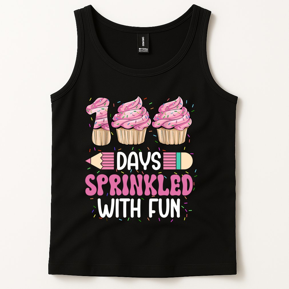 100 Days Sprinkled With Fun Cupcake 100th Day Of School Tank Top
