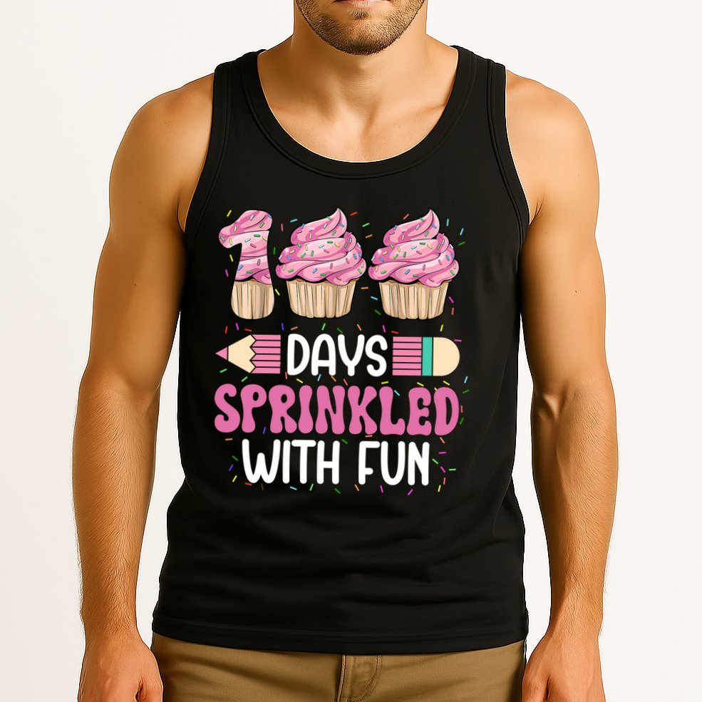 100 Days Sprinkled With Fun Cupcake 100th Day Of School Tank Top