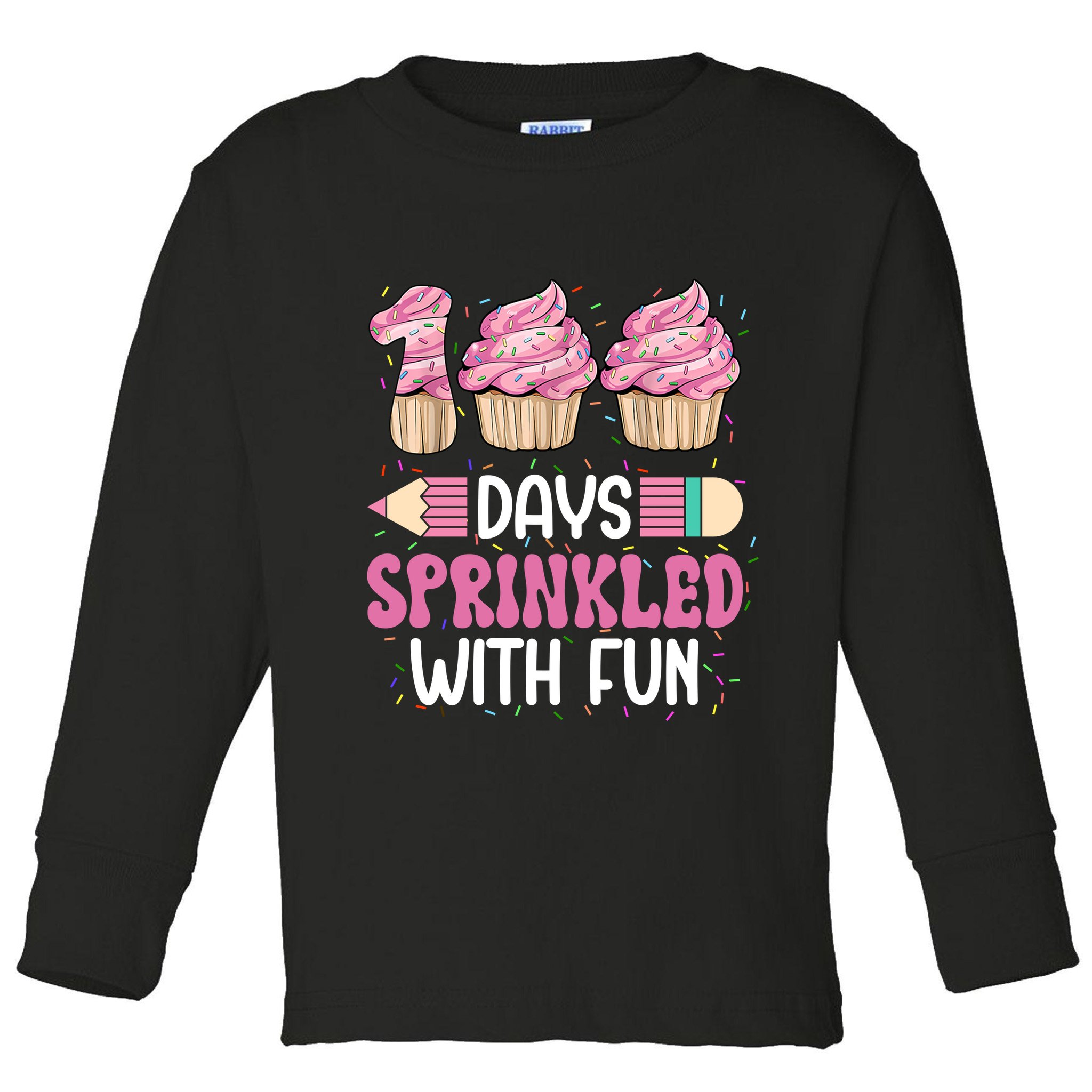100 Days Sprinkled With Fun Cupcake 100th Day Of School Toddler Long Sleeve Shirt
