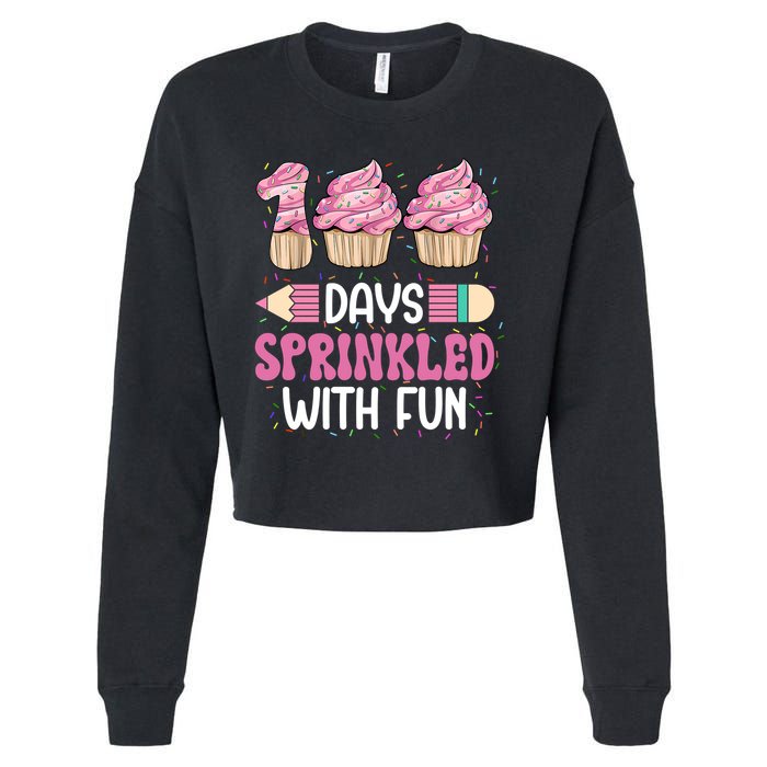 100 Days Sprinkled With Fun Cupcake 100th Day Of School Cropped Pullover Crew