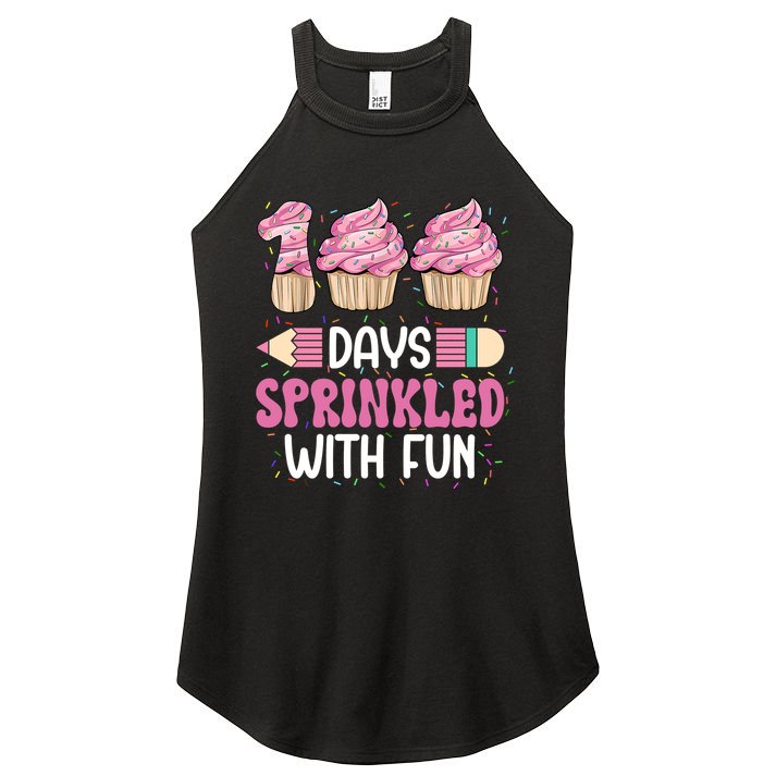 100 Days Sprinkled With Fun Cupcake 100th Day Of School Women's Perfect Tri Rocker Tank