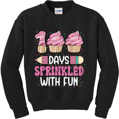 100 Days Sprinkled With Fun Cupcake 100th Day Of School Kids Sweatshirt