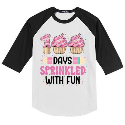 100 Days Sprinkled With Fun Cupcake 100th Day Of School Kids Colorblock Raglan Jersey