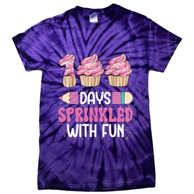 100 Days Sprinkled With Fun Cupcake 100th Day Of School Tie-Dye T-Shirt