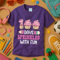 100 Days Sprinkled With Fun Cupcake 100th Day Of School Kids T-Shirt