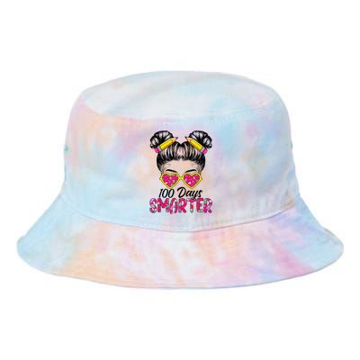 100 Days Smarter Girl Messy Bun Hair 100th Day Of School Tie Dye Newport Bucket Hat