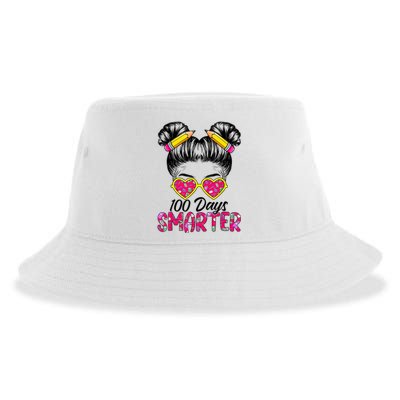 100 Days Smarter Girl Messy Bun Hair 100th Day Of School Sustainable Bucket Hat