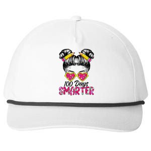 100 Days Smarter Girl Messy Bun Hair 100th Day Of School Snapback Five-Panel Rope Hat