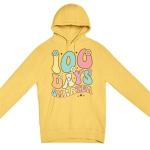 100 Days Smarter Happy 100th Day Of School Groovy Boy Girl Gift Premium Pullover Hoodie