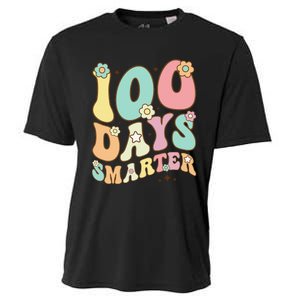 100 Days Smarter Happy 100th Day Of School Groovy Boy Girl Gift Cooling Performance Crew T-Shirt