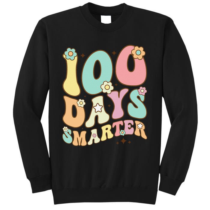 100 Days Smarter Happy 100th Day Of School Groovy Boy Girl Gift Sweatshirt