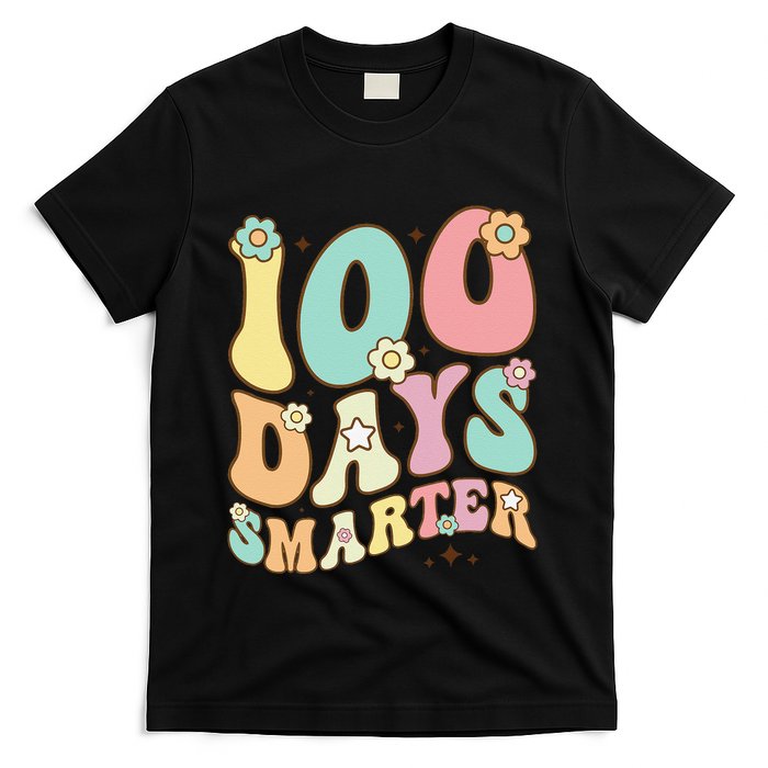 100 Days Smarter Happy 100th Day Of School Groovy Boy Girl Gift T-Shirt