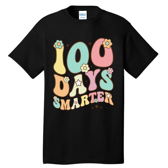 100 Days Smarter Happy 100th Day Of School Groovy Boy Girl Gift Tall T-Shirt