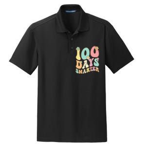 100 Days Smarter Happy 100th Day Of School Groovy Boy Girl Gift Dry Zone Grid Polo