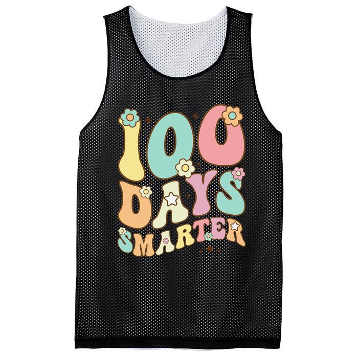 100 Days Smarter Happy 100th Day Of School Groovy Boy Girl Gift Mesh Reversible Basketball Jersey Tank