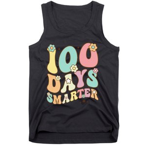 100 Days Smarter Happy 100th Day Of School Groovy Boy Girl Gift Tank Top