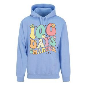 100 Days Smarter Happy 100th Day Of School Groovy Boy Girl Gift Unisex Surf Hoodie