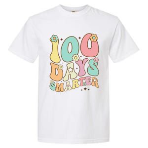 100 Days Smarter Happy 100th Day Of School Groovy Boy Girl Gift Garment-Dyed Heavyweight T-Shirt